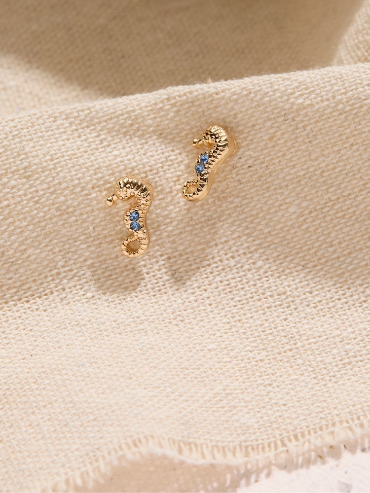 FatFace Gold Tone Seahorse Stud Earrings - Image 1 of 2
