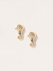 FatFace Gold Tone Seahorse Stud Earrings - Image 2 of 2
