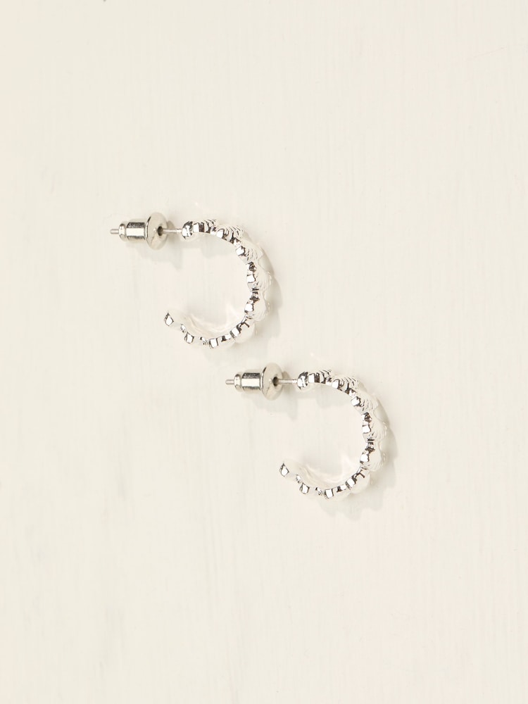 FatFace Silver Tone Shell Chain Hoop Earrings - Image 1 of 2 FatFace Silver Tone Shell Chain Hoop Earrings - Image 1 of 2