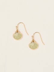 FatFace Gold Tone Enamel Shell Drop Earrings - Image 1 of 2