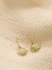 FatFace Gold Tone Enamel Shell Drop Earrings - Image 2 of 2