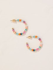 FatFace Multi Beaded Hoop Earrings - Image 1 of 2