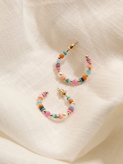 FatFace Multi Beaded Hoop Earrings - Image 2 of 2