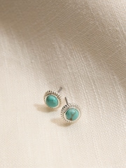FatFace Silver Tone Stone Stud Earrings - Image 2 of 2