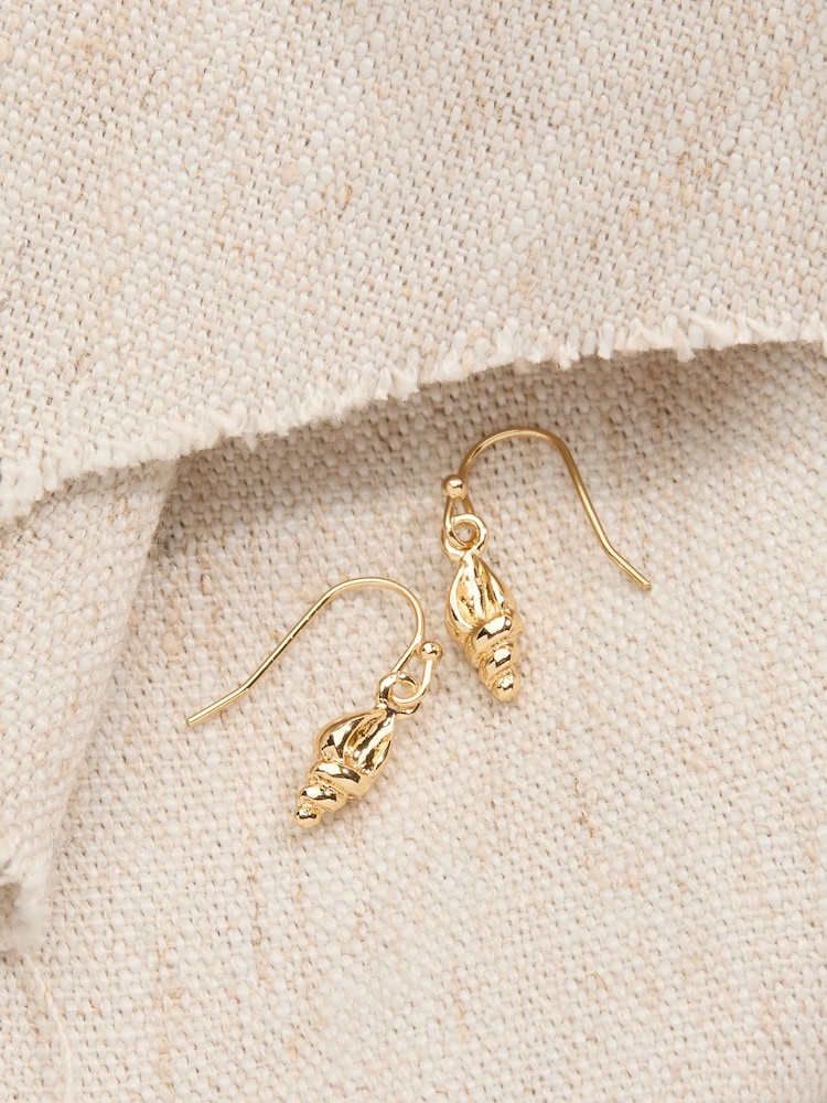 FatFace Gold Tone Shell Drop Earrings - Image 2 of 2
