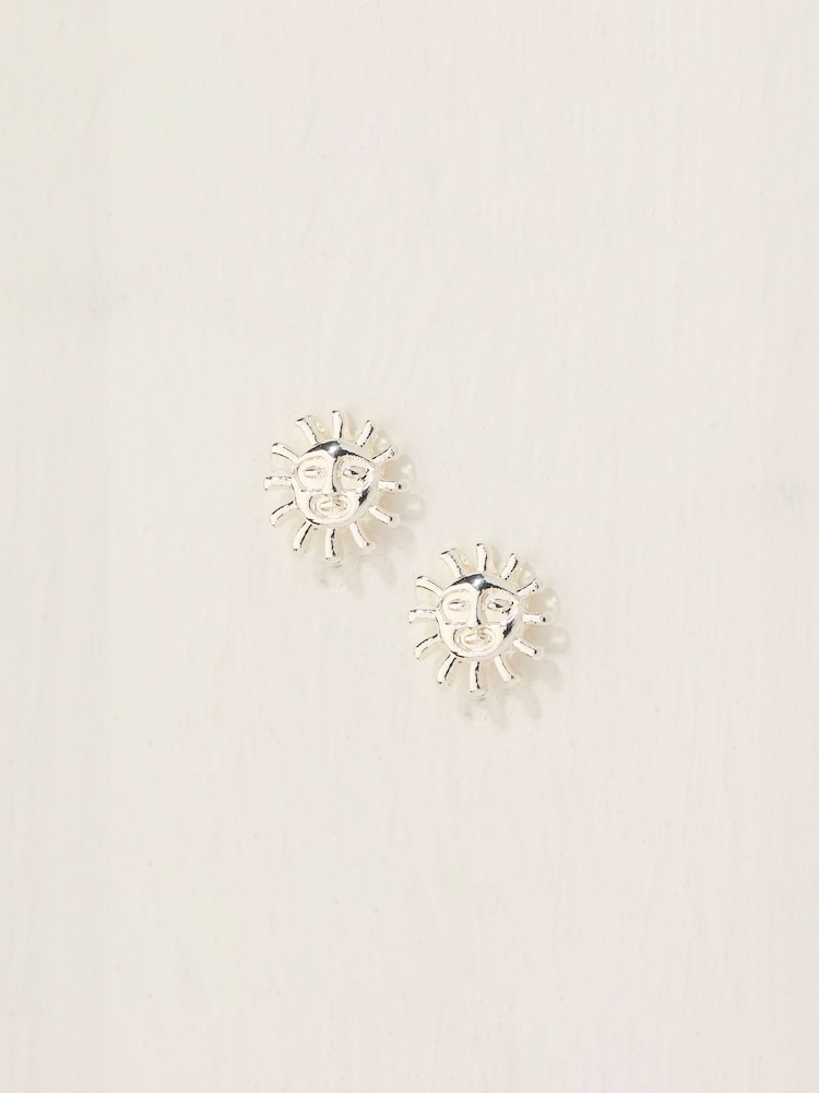 FatFace Silver Coloured Sun Stud Earrings - Image 1 of 2