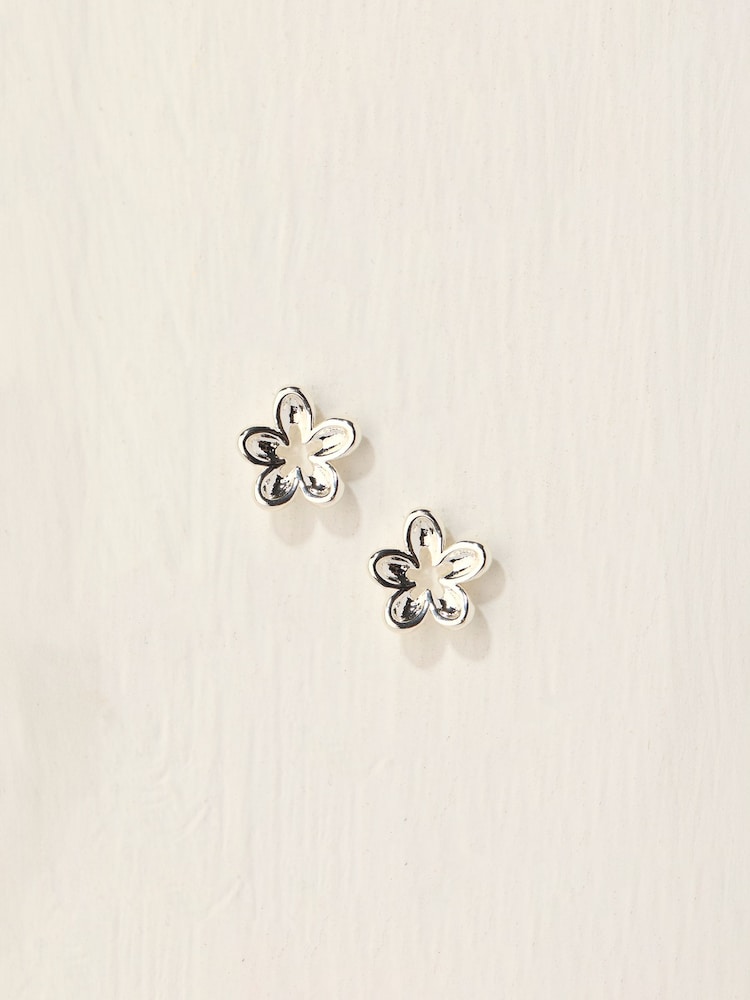 FatFace Silver Coloured Cut Out Flower Stud Earrings - Image 1 of 2
