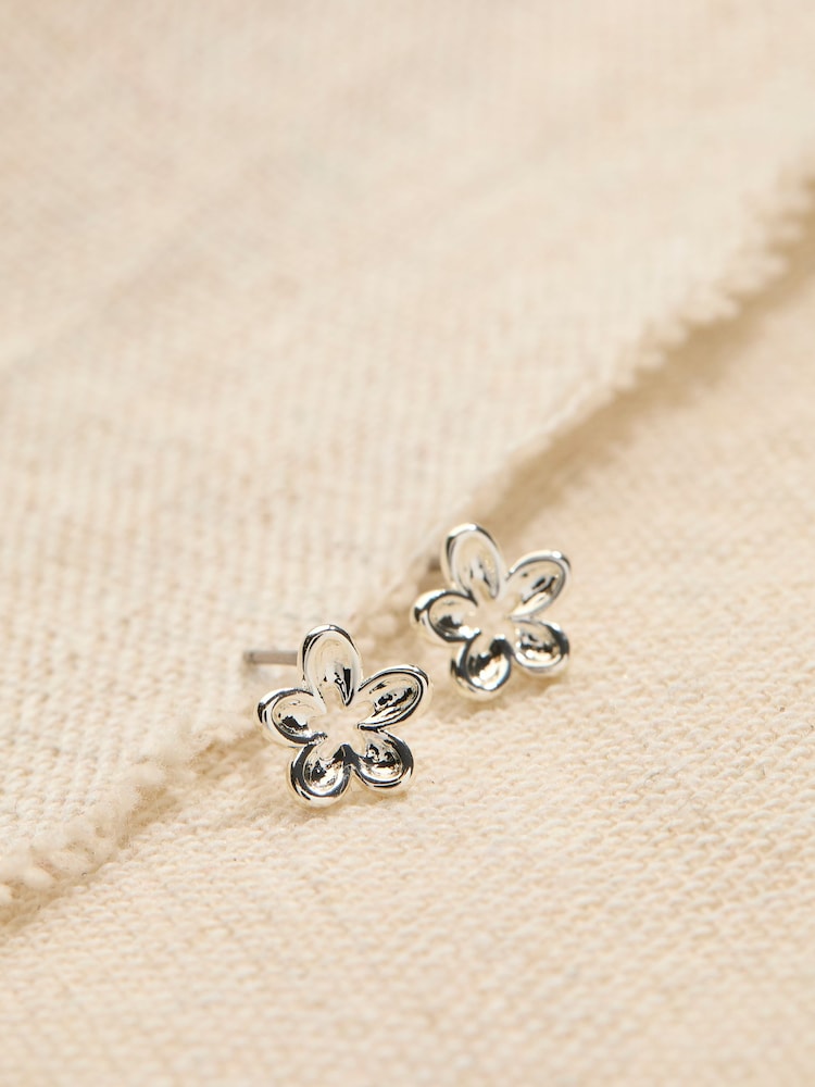 FatFace Silver Coloured Cut Out Flower Stud Earrings - Image 2 of 2