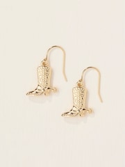 FatFace Gold Tone Cowboy Boot Drop Earrings - Image 1 of 2