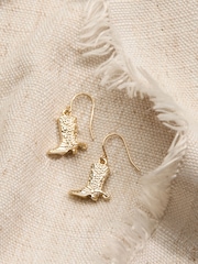 FatFace Gold Tone Cowboy Boot Drop Earrings - Image 2 of 2