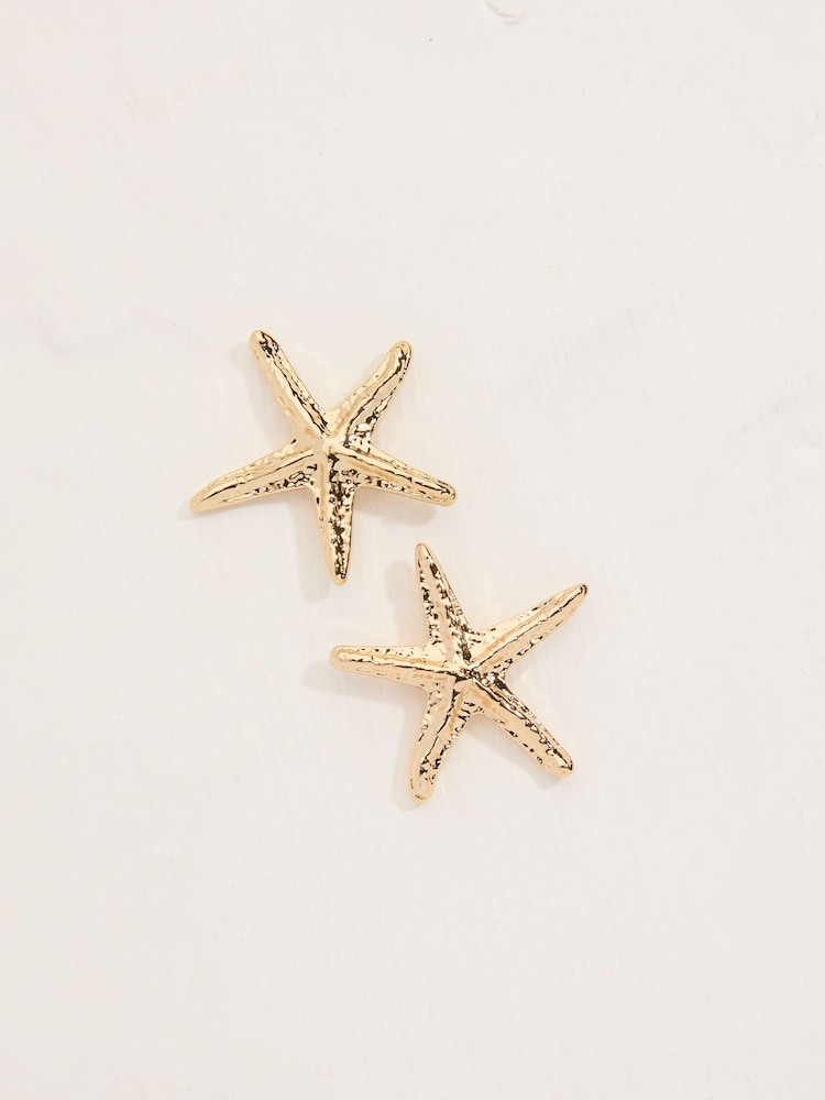 FatFace Gold Coloured Large Starfish Stud Earrings - Image 1 of 2