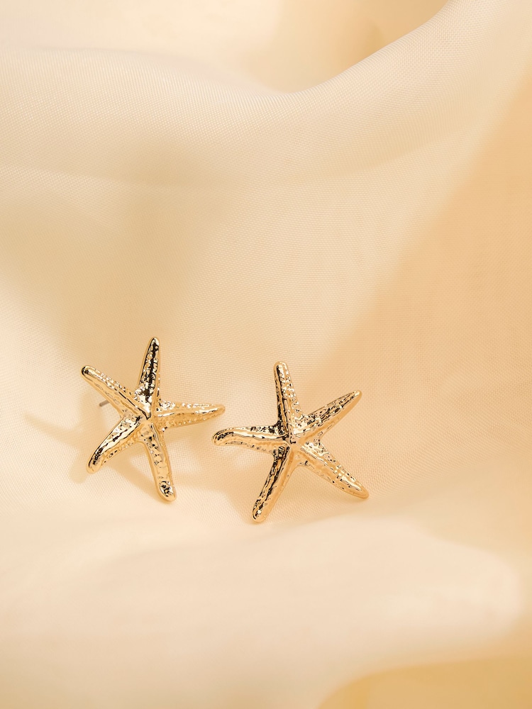 FatFace Gold Coloured Large Starfish Stud Earrings - Image 2 of 2