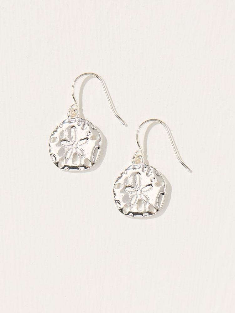 Silver Tone Hammered Circle Drop Earrings - Image 1 of 2