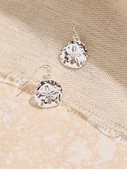 Silver Tone Hammered Circle Drop Earrings - Image 2 of 2