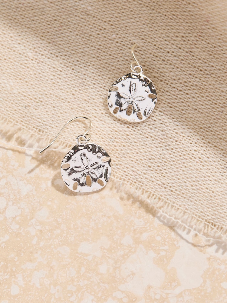 Silver Tone Hammered Circle Drop Earrings - Image 2 of 2