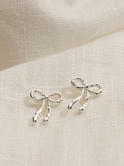 FatFace Silver Coloured Bow Stud Earrings - Image 2 of 2
