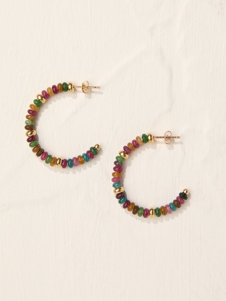 FatFace Multi Beaded Hoop Earrings - Image 2 of 3 FatFace Multi Beaded Hoop Earrings - Image 2 of 3