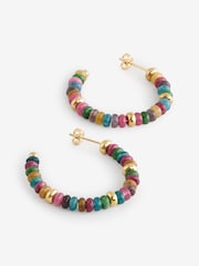 FatFace Multi Beaded Hoop Earrings - Image 3 of 3