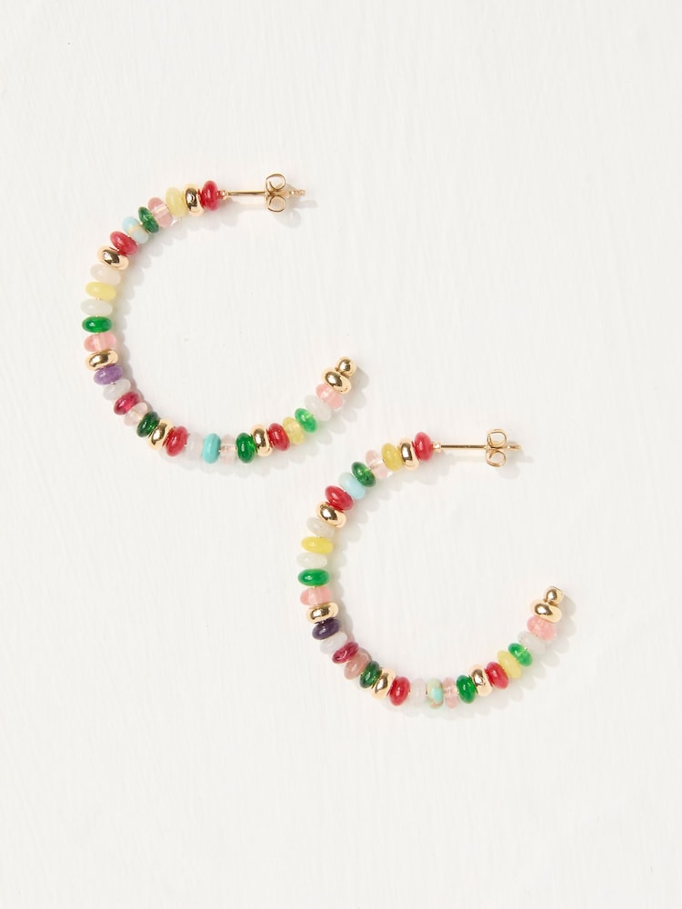 FatFace Blue Beaded Hoop Earrings - Image 1 of 2