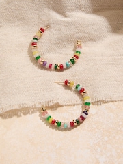 FatFace Blue Beaded Hoop Earrings - Image 2 of 2