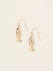 FatFace Gold Tone Fish Drop Earrings - Image 1 of 2
