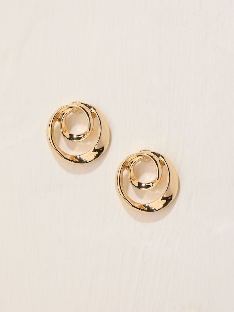 FatFace Gold Coloured Large Swirl Stud Earrings - Image 1 of 3 FatFace Gold Coloured Large Swirl Stud Earrings - Image 1 of 3