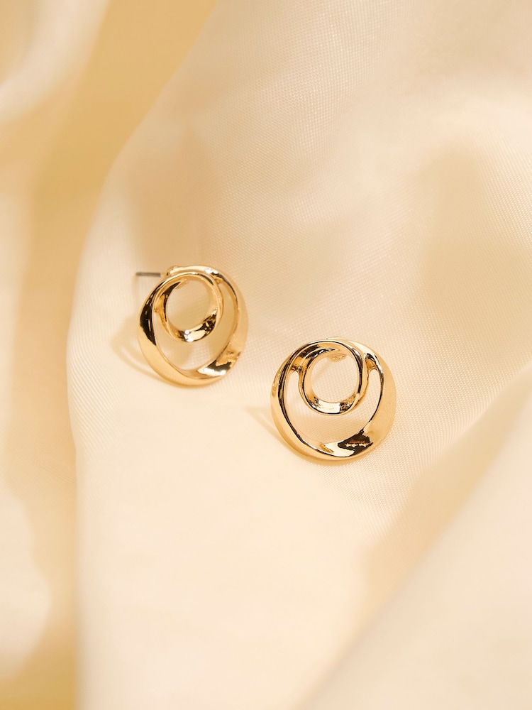 FatFace Gold Coloured Large Swirl Stud Earrings - Image 2 of 3 FatFace Gold Coloured Large Swirl Stud Earrings - Image 2 of 3