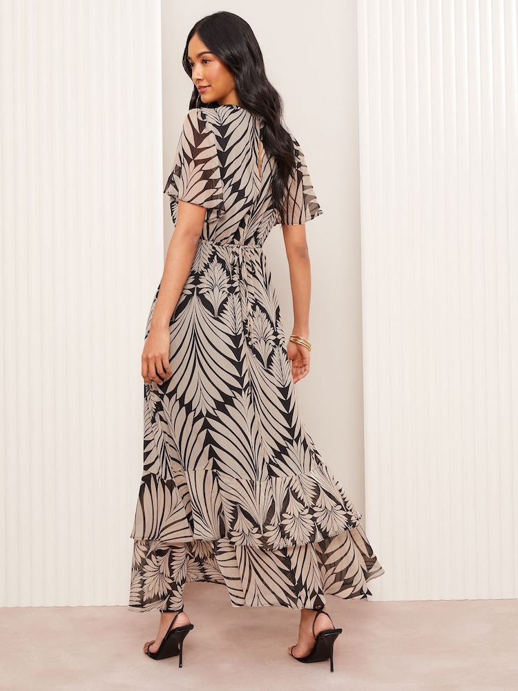 Friends Like These Black Petite Short Sleeve Chiffon Tiered Maxi Dress - Image 4 of 5