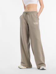 New Balance Khaki Green Womens Linear Heritage Wide Leg Joggers - Image 1 of 10