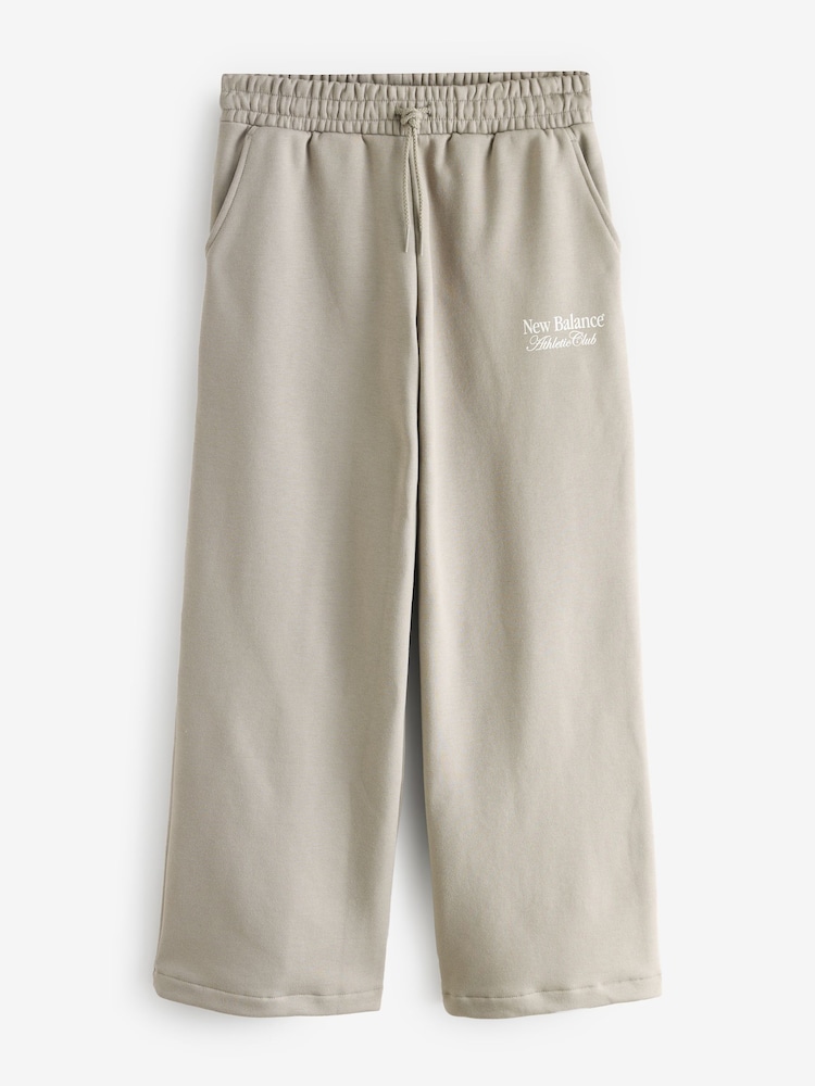 New Balance Khaki Green Womens Linear Heritage Wide Leg Joggers - Image 10 of 10