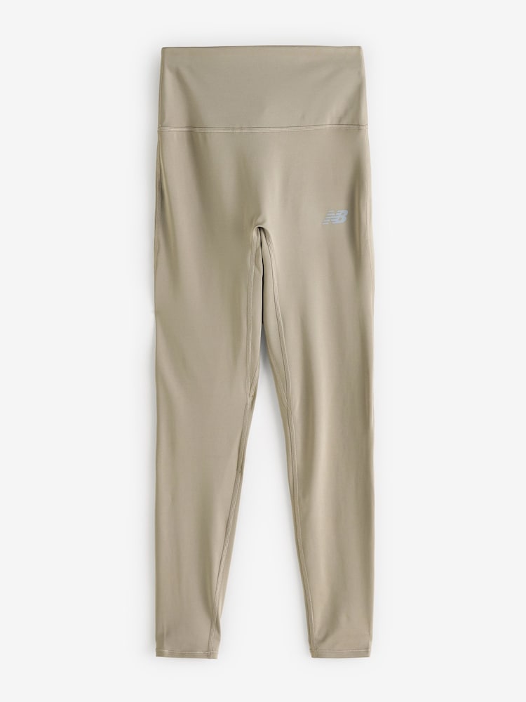 New Balance Khaki Green Womens Linear Heritage Script High Rise Leggings - Image 1 of 1