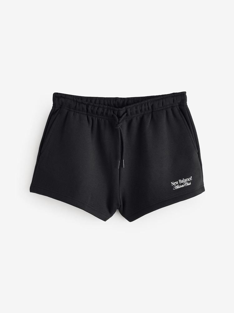 New Balance Black Womens Linear Hertiage Fleece Shorts - Image 1 of 1
