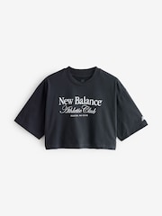 New Balance Black Womens Linear Heritage Athletics Club 100% Cotton T-Shirt - Image 1 of 1