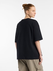 New Balance Black Womens Oversized  Linear Heritage 100% Cotton T-Shirt - Image 6 of 9