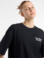 New Balance Black Womens Oversized  Linear Heritage 100% Cotton T-Shirt - Image 7 of 9