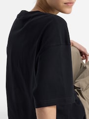 New Balance Black Womens Oversized  Linear Heritage 100% Cotton T-Shirt - Image 8 of 9