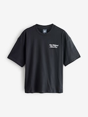 New Balance Black Womens Oversized  Linear Heritage 100% Cotton T-Shirt - Image 9 of 9