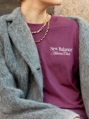 Сливово-пурпурный - New Balance Womens Oversized Linear Heritage 100% Cotton T-Shirt - Изображение 1 из 2