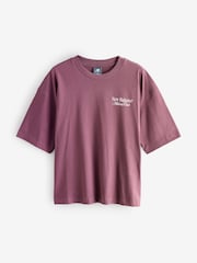 Сливово-пурпурный - New Balance Womens Oversized Linear Heritage 100% Cotton T-Shirt - Изображение 2 из 2