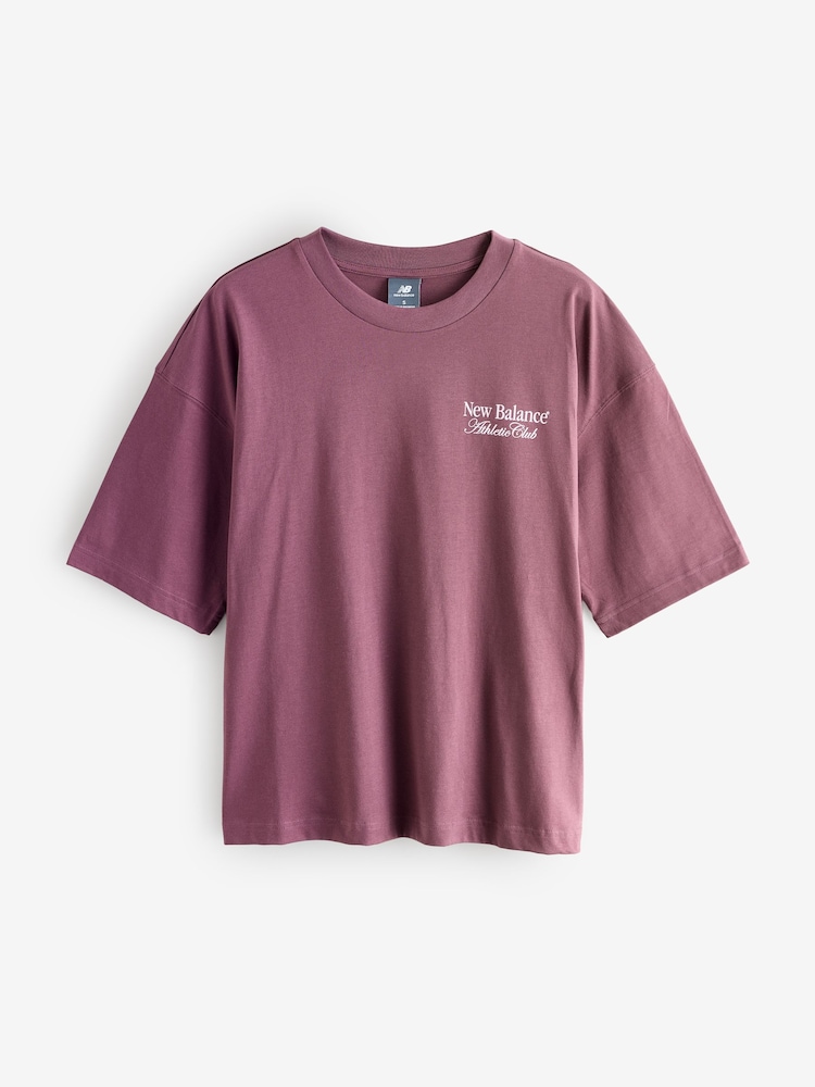 Сливово-пурпурный - New Balance Womens Oversized Linear Heritage 100% Cotton T-Shirt - Изображение 2 из 2