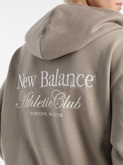 New Balance Brown Womens Linear Hertiage Athletics Club Hoodie - Image 8 of 13