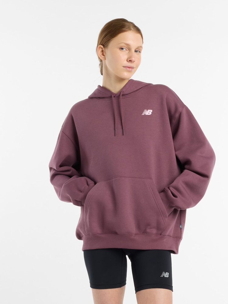 New Balance Plum Purple Womens Linear Hertiage Athletics Club Hoodie - Image 1 of 12 New Balance Plum Purple Womens Linear Hertiage Athletics Club Hoodie - Image 1 of 12