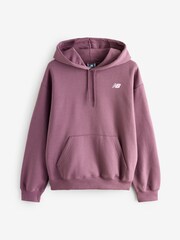 New Balance Plum Purple Womens Linear Hertiage Athletics Club Hoodie - Image 10 of 12