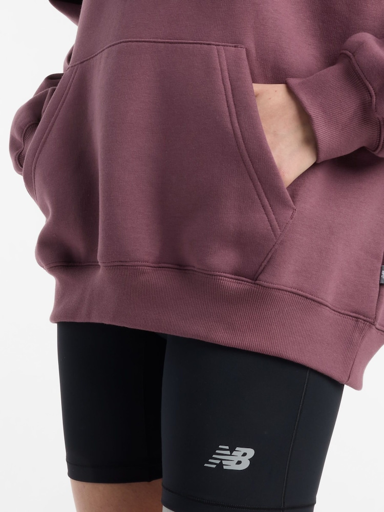 New Balance Plum Purple Womens Linear Hertiage Athletics Club Hoodie - Image 2 of 12 New Balance Plum Purple Womens Linear Hertiage Athletics Club Hoodie - Image 2 of 12