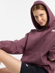 New Balance Plum Purple Womens Linear Hertiage Athletics Club Hoodie - Image 4 of 12