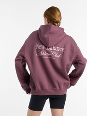 New Balance Plum Purple Womens Linear Hertiage Athletics Club Hoodie - Image 6 of 12
