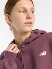 New Balance Plum Purple Womens Linear Hertiage Athletics Club Hoodie - Image 8 of 12