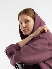 New Balance Plum Purple Womens Linear Hertiage Athletics Club Hoodie - Image 9 of 12