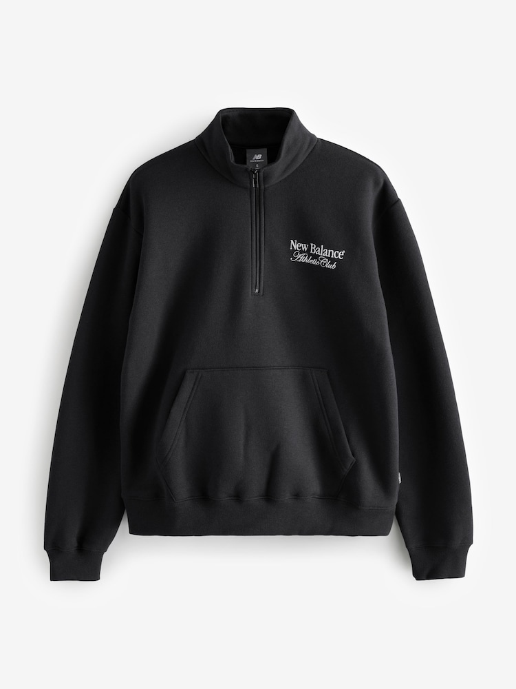 New Balance Black Womens Linear Heritage Grpahic 1/2 Zip Top - Image 1 of 1