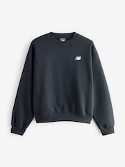 New Balance Black Womens Linear Hertiage Athletics Club Crew Top - Image 1 of 1